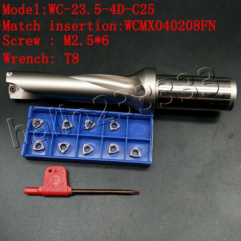 WC-23.5-4D-C25 Φ23.5mm indexable U drill bit fast drill bit +WCMX040208 inserts