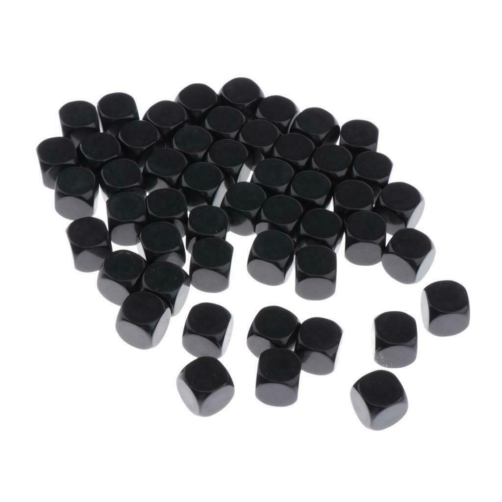 Lots 100 Plastic Black Blank D6 Dice for DND RPG Party Game Casino Supplies