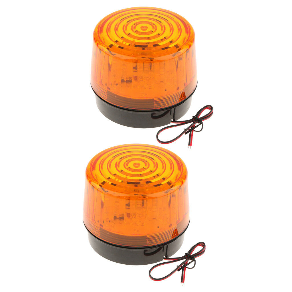 2x Round Caution Warning Light Beacon Lamp Traffic Alarm Flash Light Orange