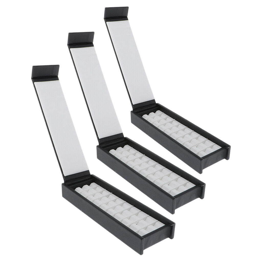 Set of 3 Magnet Diamond Display Tray Gem Box Jewelry Holder Organizer Black