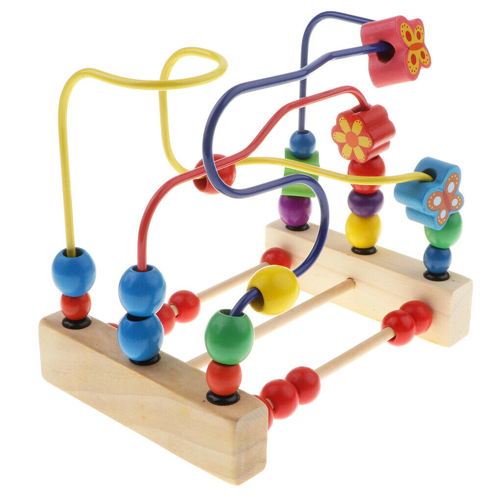 Bead Maze Activity   for Baby, Toddler Wooden Roller Coaster Sliding Beads on