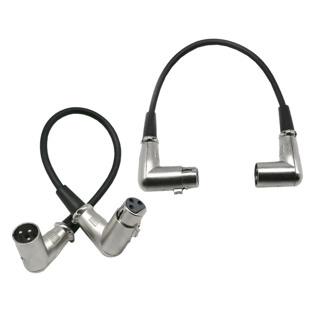2pc 3Pin XLR 90 Degree Female to Male Cable Cord for Micophone Loudspeaker