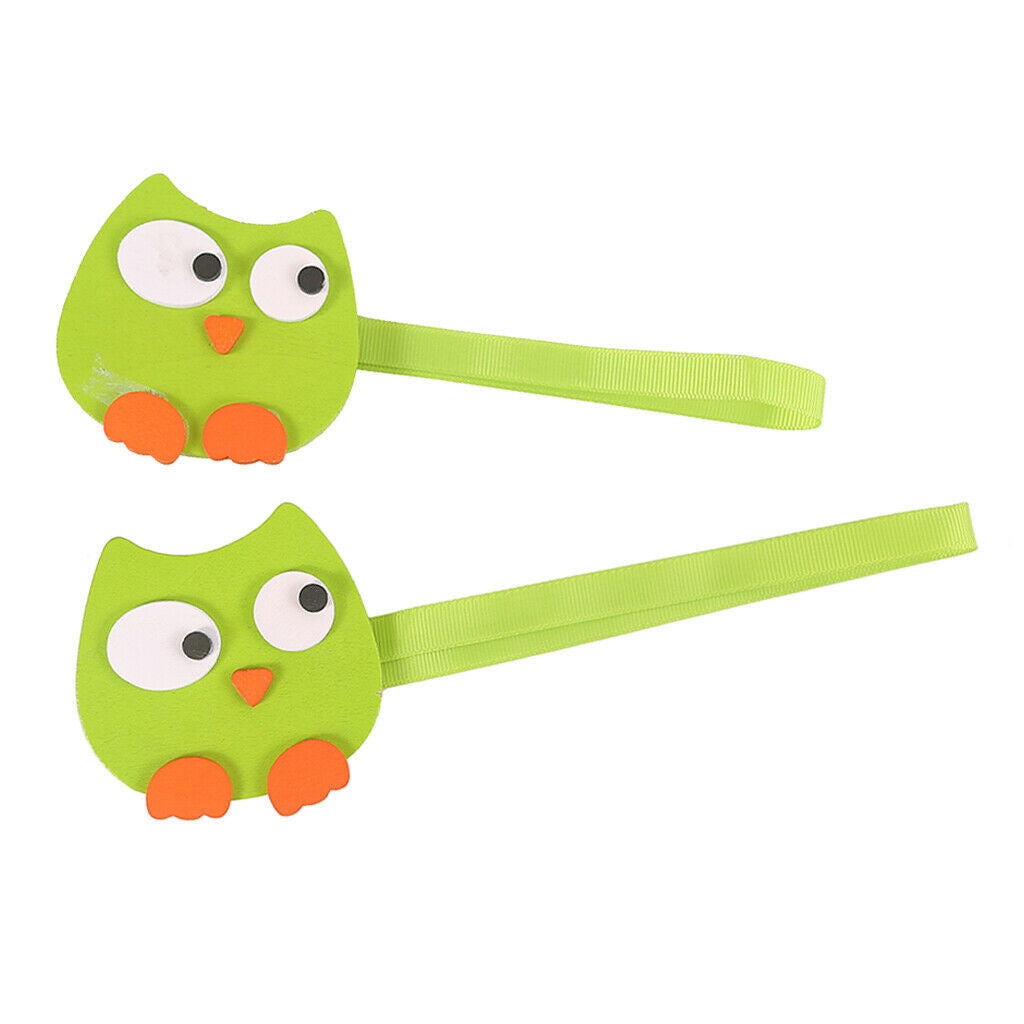 2x Wooden Cartoon Chick Curtain Tiebacks Magnetic Bulckle Clip Green