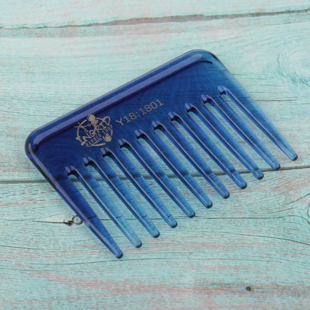 Wide-Teeth Detangling Curly Hair Comb Mens Back Head Styling Oil Comb Blue