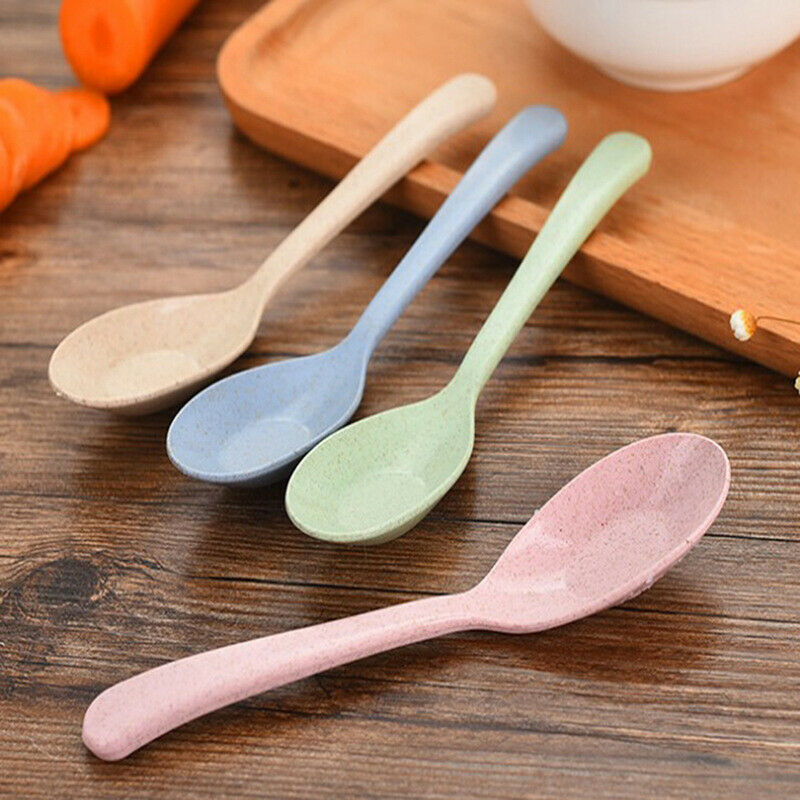 4PCS Colourful Eco-Friendly Wheat Straw Spoons smooth texture wheat straw.l8