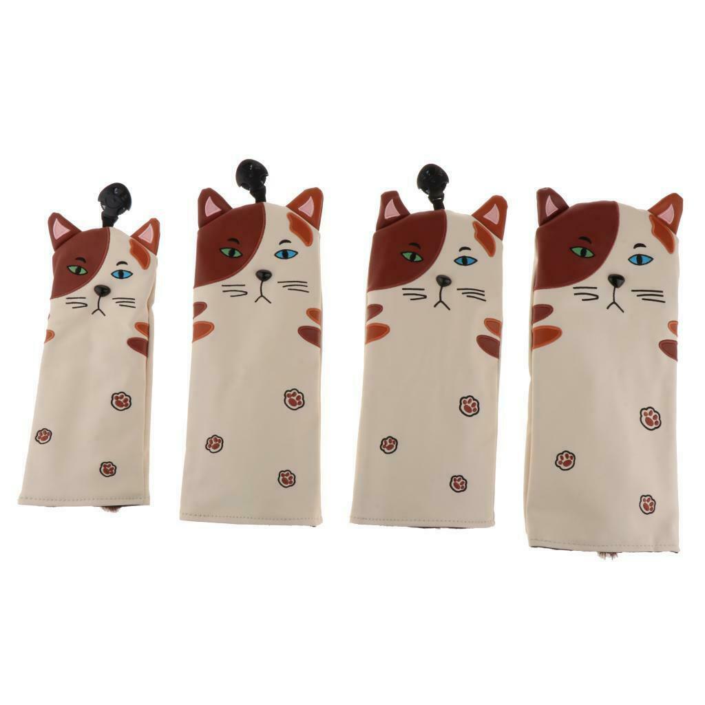 4x Golf Wood Headcover for Driver Fairway Hybrid UT Set Mallet Putter PU Leather