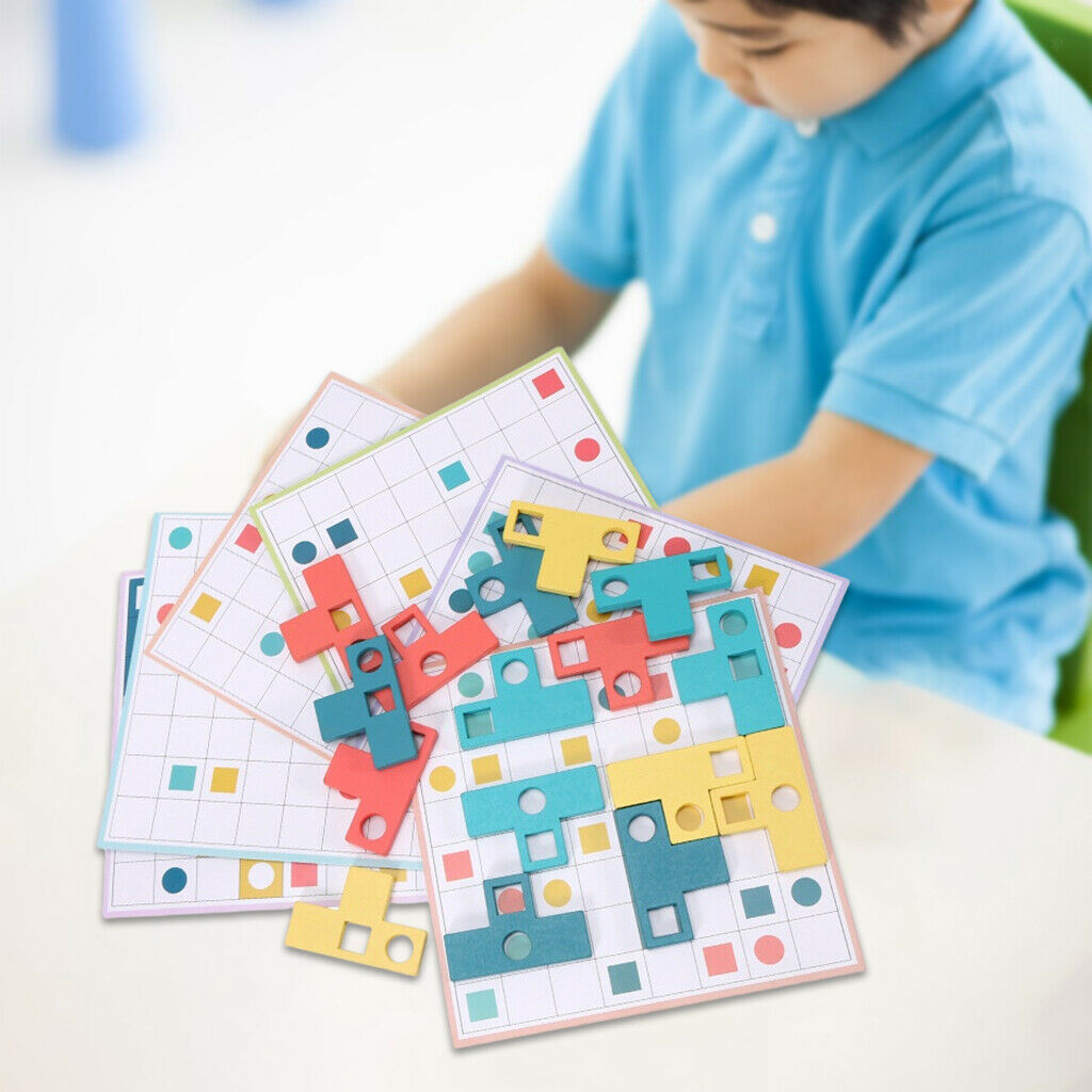 Wooden Montessori Tangram Board Blocks Shape Puzzles Brain Teaser Gifts