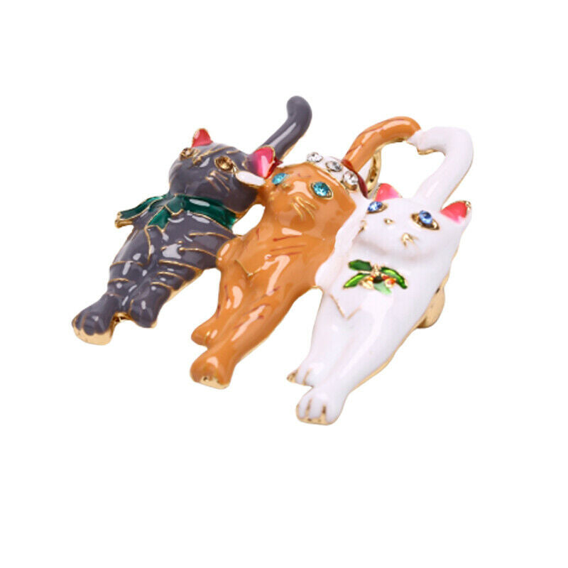 Fashion Three Christmas Cat  Brooch Animal Pin Corsage Elegant Jewelry Gift US