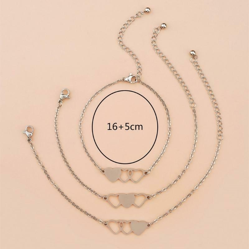Creative Stainless Steel Heart-shaped Card Bracelet 3-piece Set for Friends