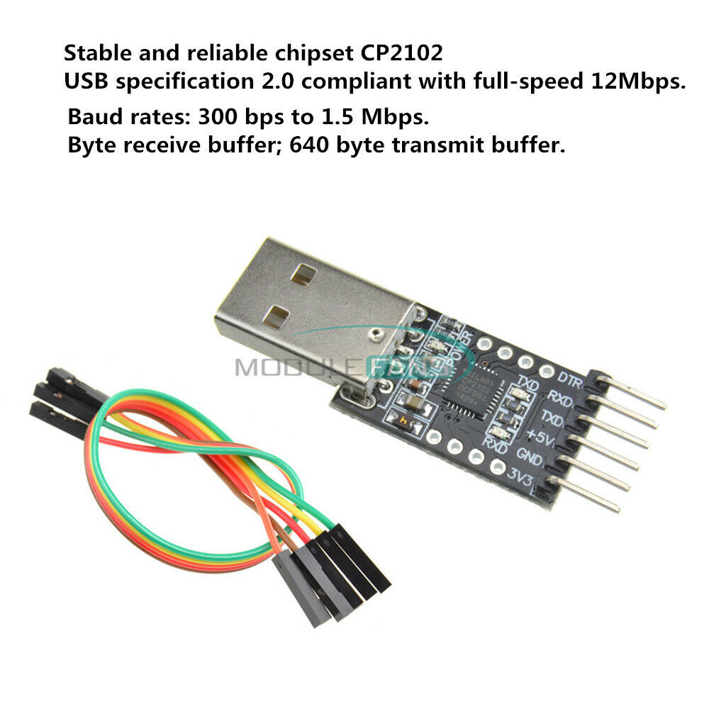 CP2102 USB 2.0 to UART TTL 6PIN Module Serial Converter with Free Cables