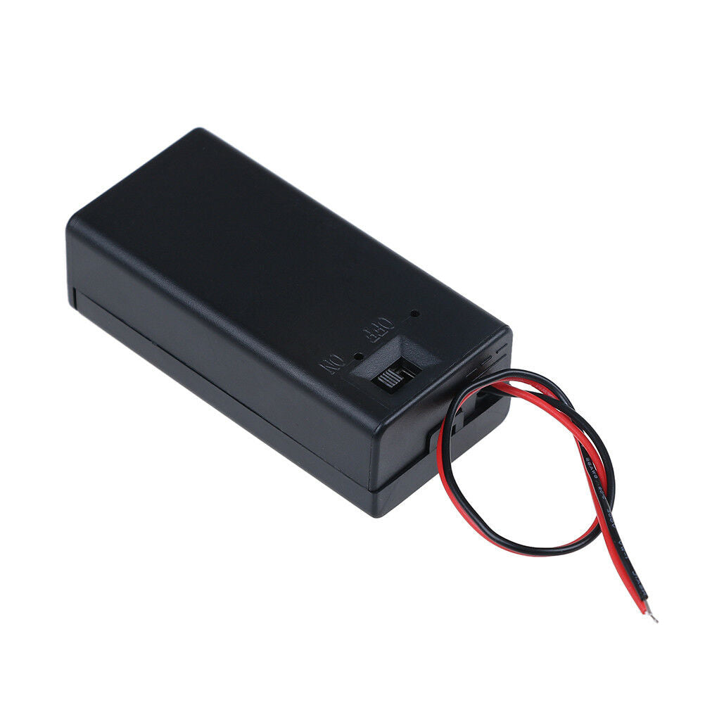 9V Volt PP3 battery holder box dc case w/ wire lead on/off switch cove.l8