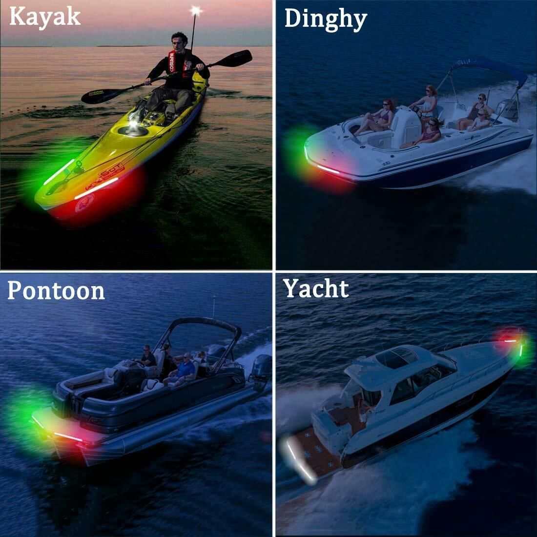 2pcs 12" 12V LED Strip Light RED&GREEN For Bow Boat Marine Navigation Waterproof