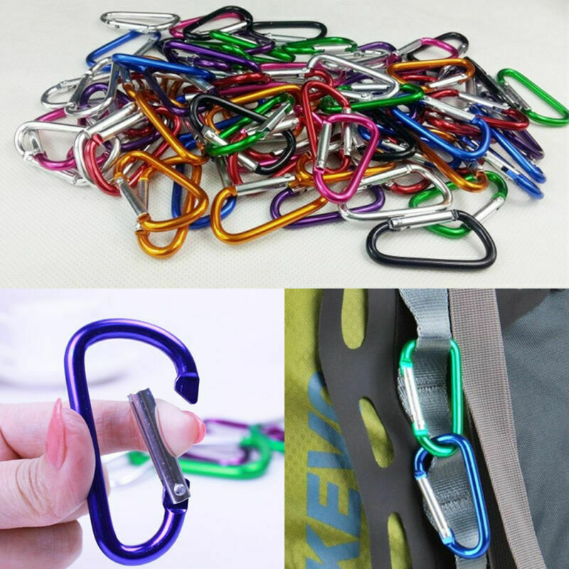 Aluminum Carabiner D-Ring Key Chain Clip Snap Hook Karabiner Camping Random 1Pc