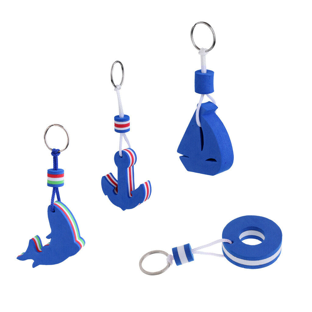 4Pcs Novelty Floating Buoy Keychains Key Ring Boating Fishing Surfing Floats