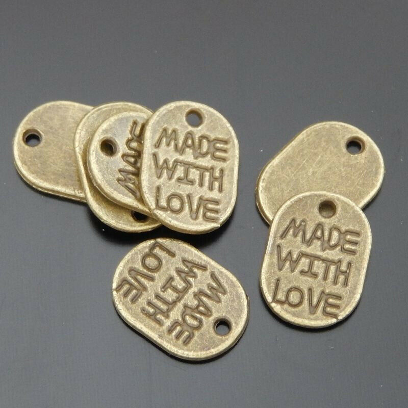 100 pcs Retro Bronze Mini Tag Charm Engraved For Handmade Jewelry Craft 10*8*1mm