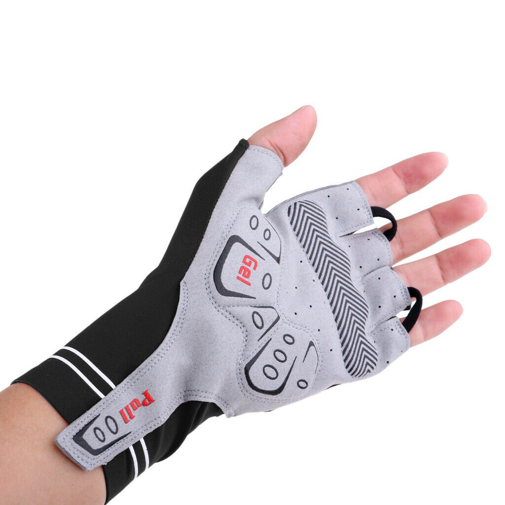 Summer Breathable Cycling Motorcycle Half Finger Gel Padded Gloves S Black