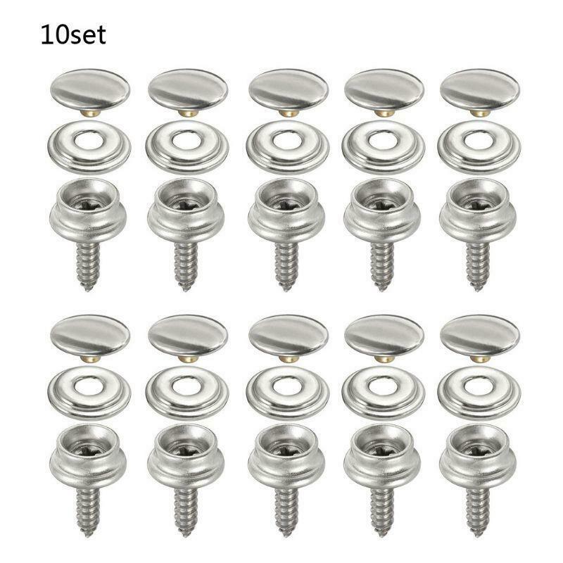 10 Sets Stainless Steel Snap Fastener Marine Yacht Boat Canvas Cover Tool Button