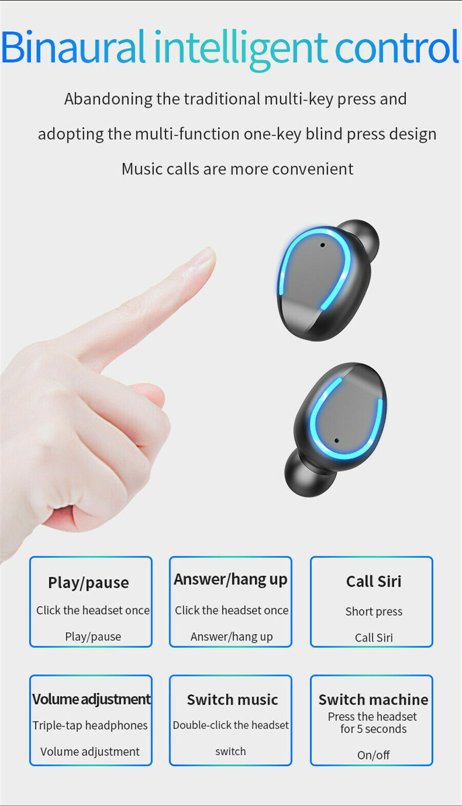 Bluetooth 5.0 Headset Wireless Earphones Mini Stereo Headphones Noise Reduction