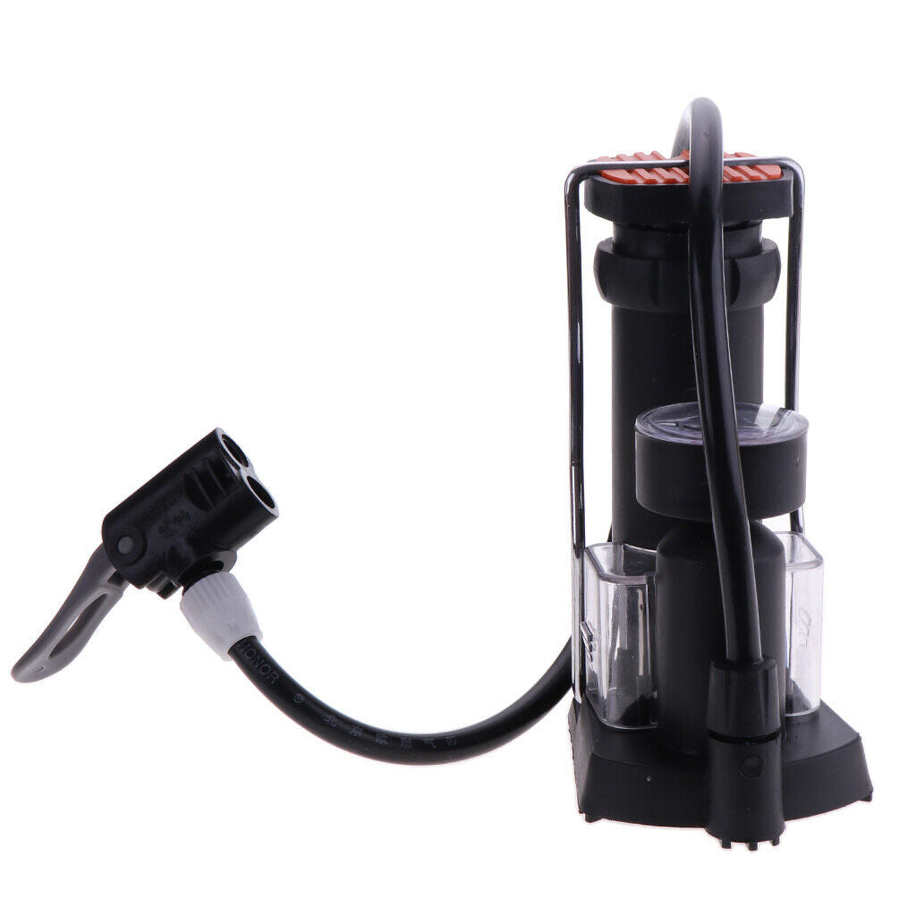 Air Pumper Foot Activated Floor Pump With Gauge Mini Portable Bike Bicycle
