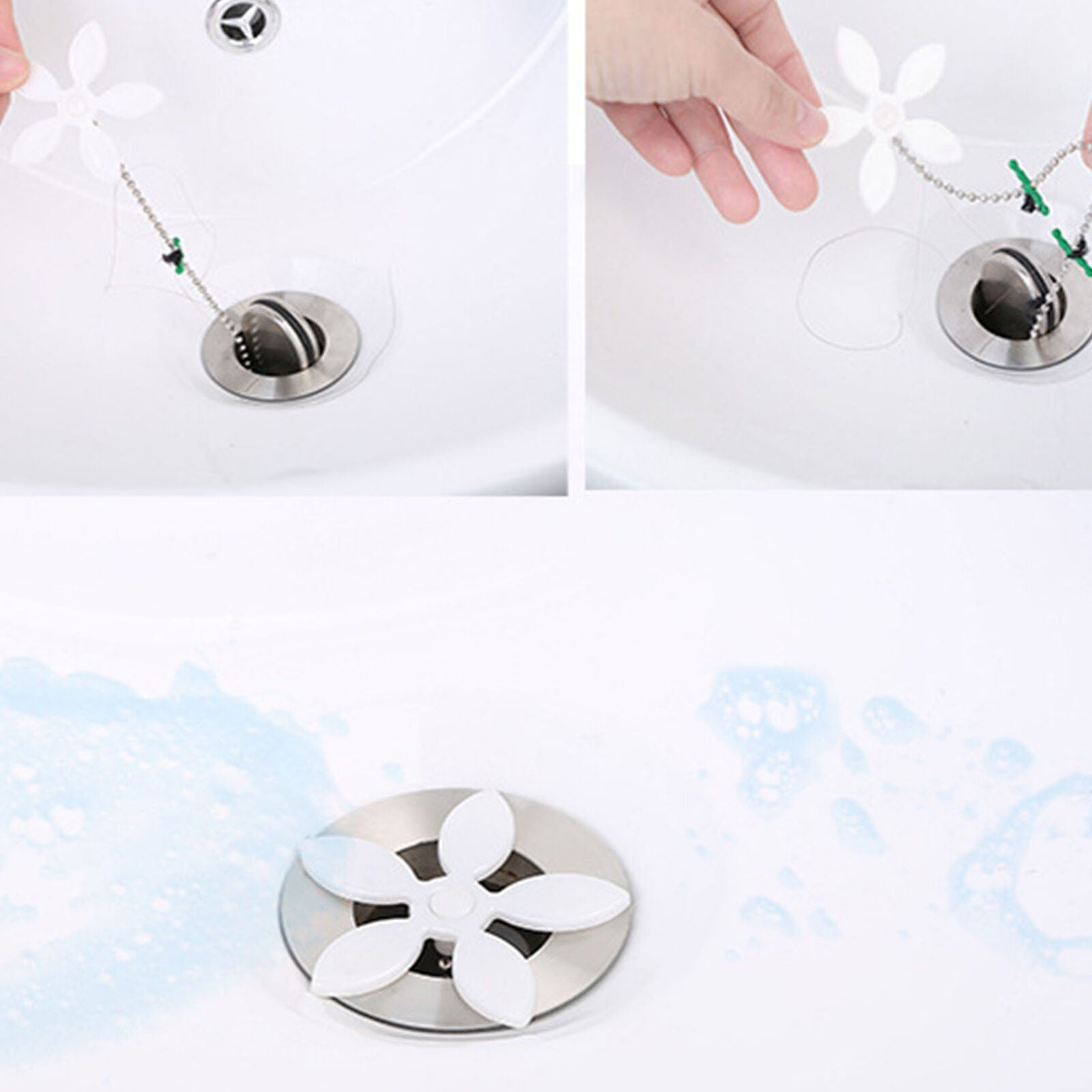 20PCS Bathtub Drain Chain Hair Clog Remover Shower Blockage Wig Cleaner Catcher