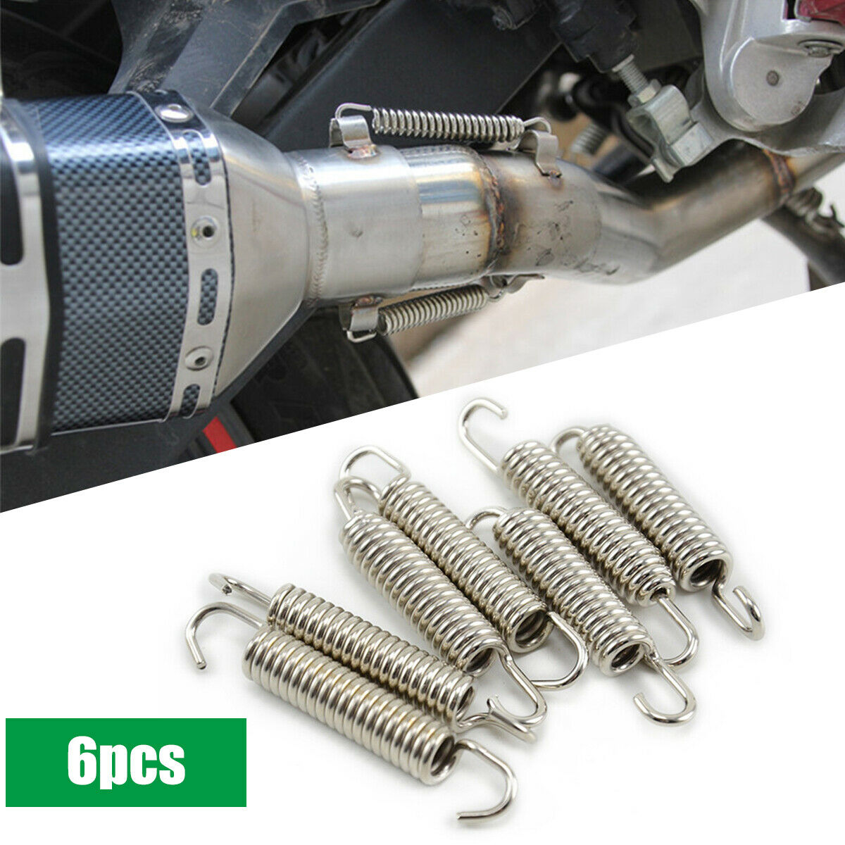 6pcs 58mm Motorcycle Exhaus Mounting Spring Hook With Fastener Stainless Steel