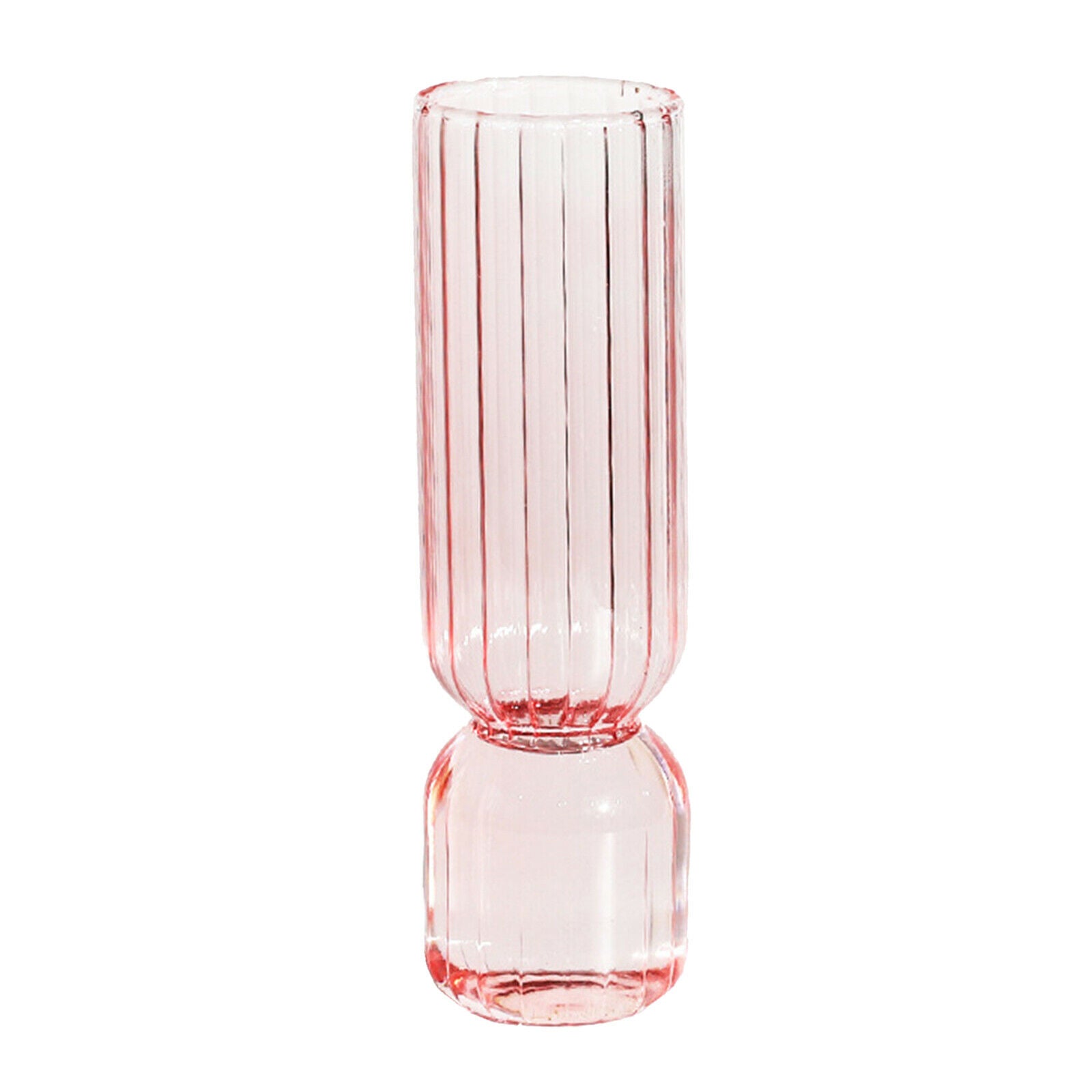 2x Modern Art Clear Glass Vase Tabletop Container Floral Pot Home Decor