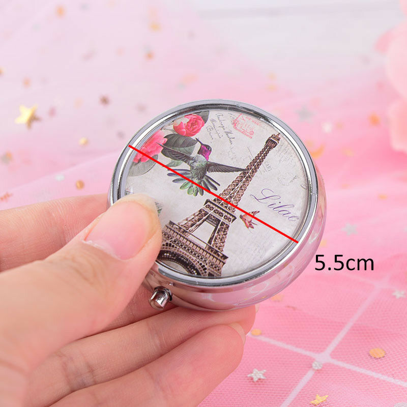 metal folding pill case medicine organizer pill box makeup storage contain.l8