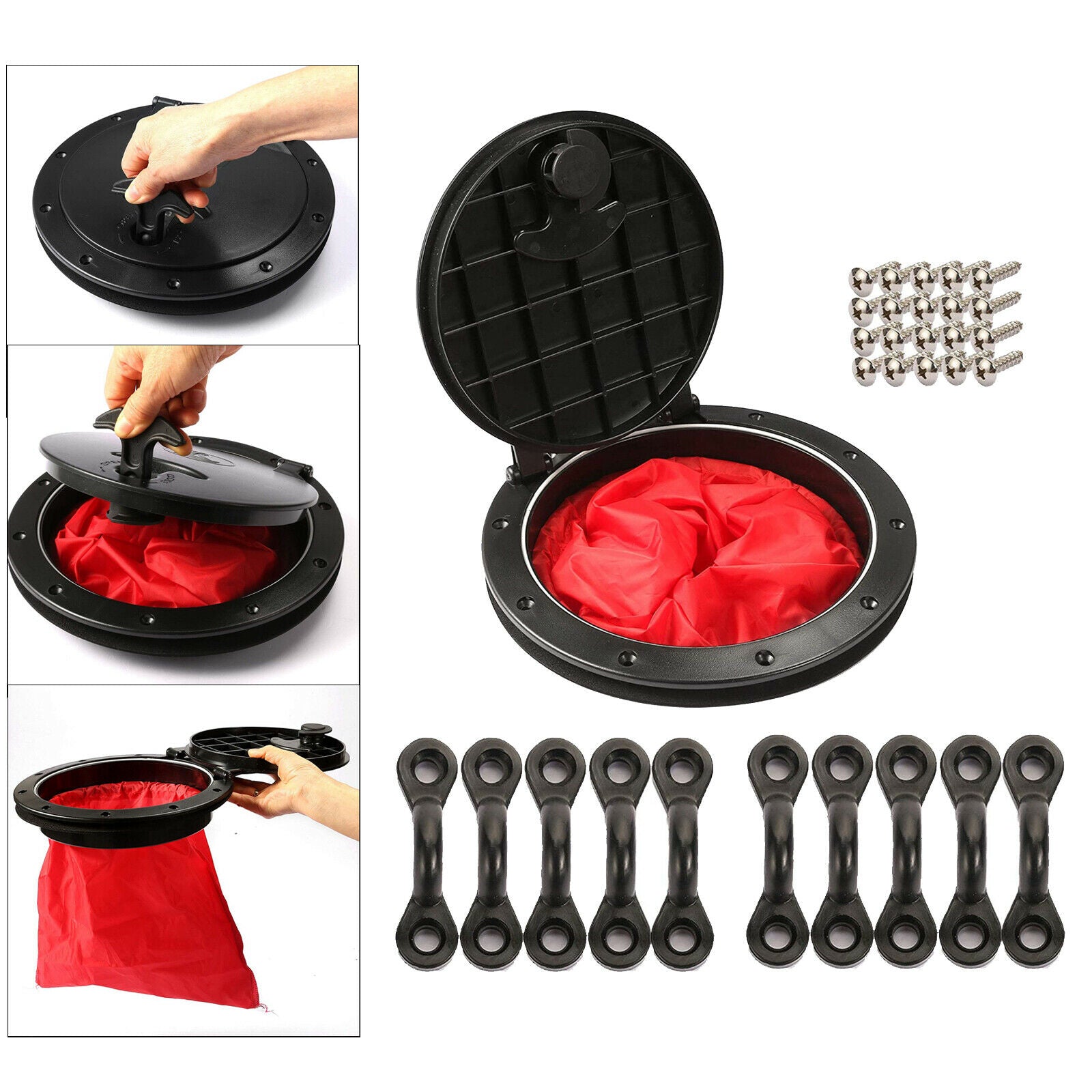 Kayak Hatch Inspection Cover Boat Marine Deck Plate Storage Bag & Screws