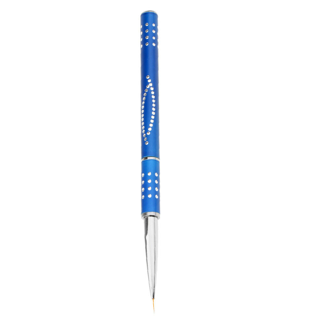 Nail Art Liner Brush Pen Painting Carving Flower Diamond Alloy Handle Blue