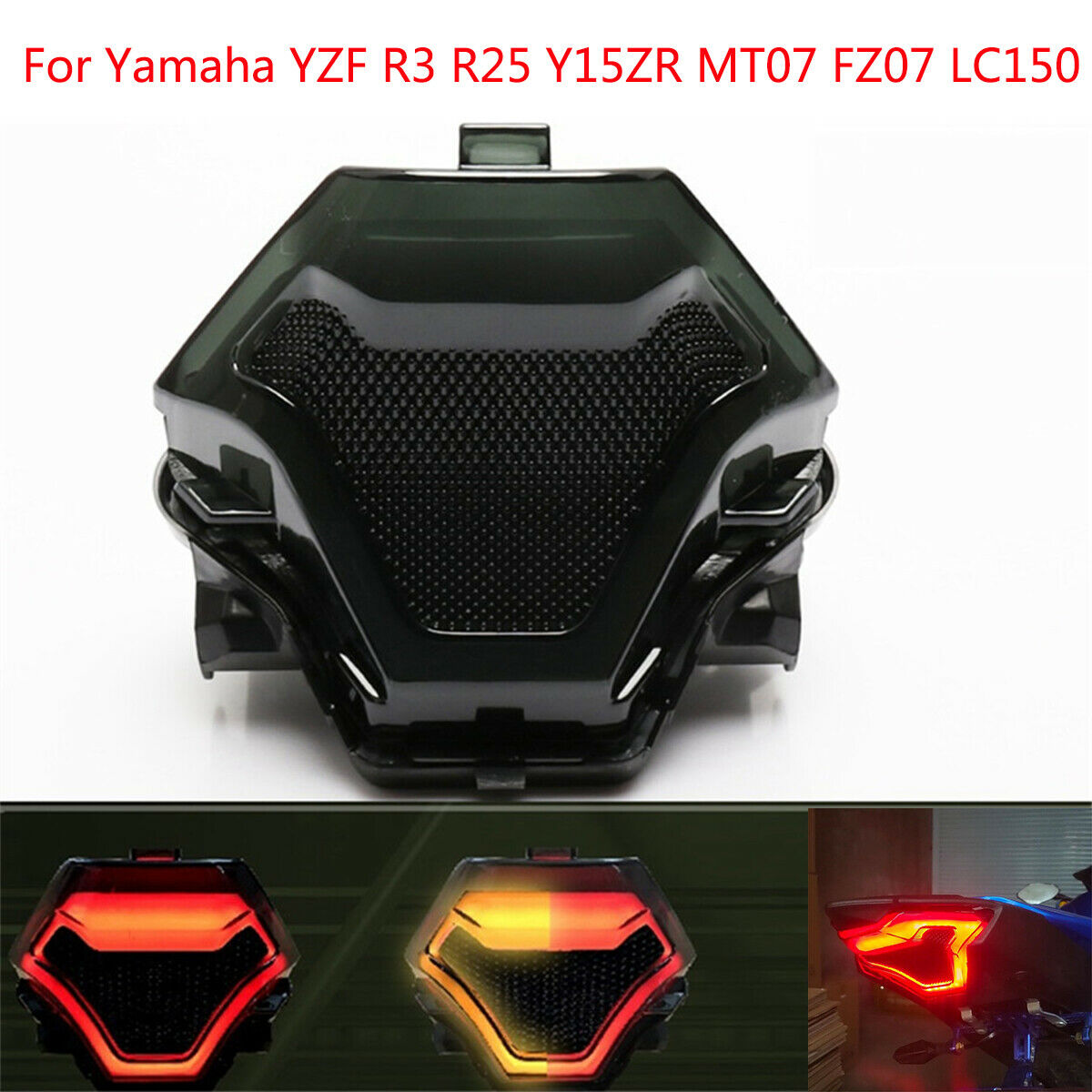 1x Motorcycle LED Brake Turn Signal For Yamaha YZF R3 R25 Y15ZR MT07 FZ07 LC150