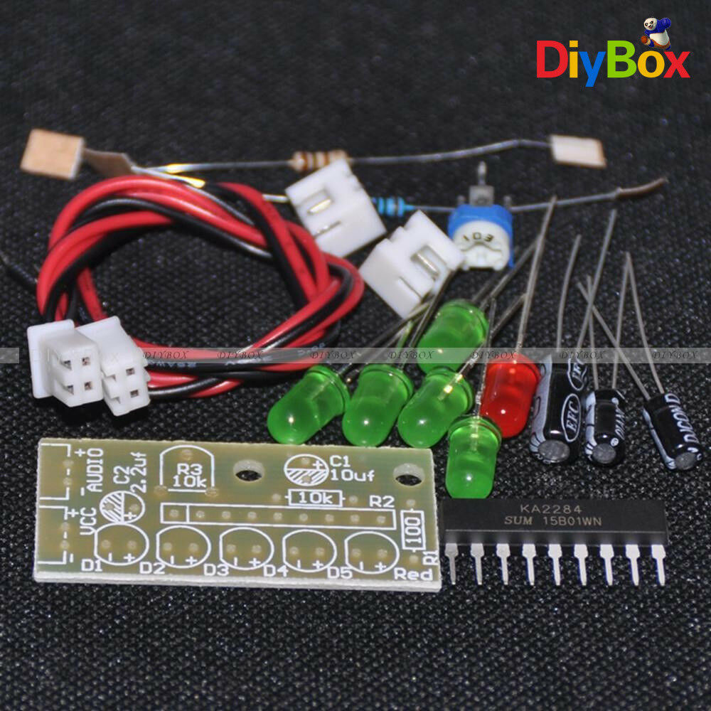 KA2284 Audio Level Indicator DIY Electronic Kit Parts 5mm RED Green LED 3.5-12V