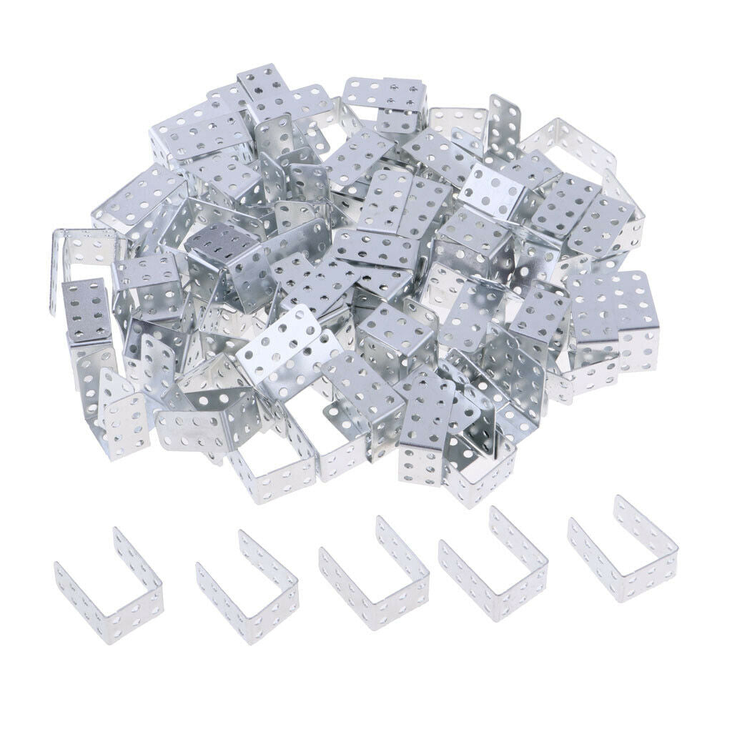 100 Pieces Double Right Angle U-shaped 15mm Length Iron Corners Bracket
