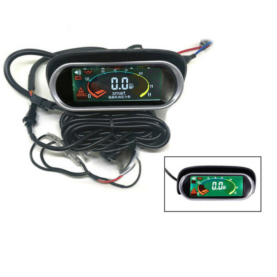 Horizontal Type LCD Screen Car Truck Oil Pressure Gauge with M14x1.5 Sensor