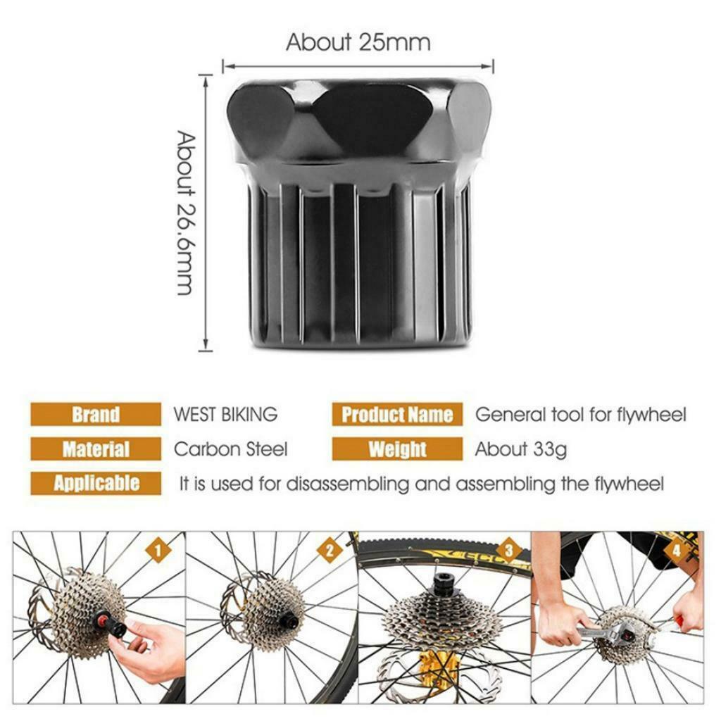 6pcs Bike Chain Wheel Repair Tools Set Flywheel, Sprocket, BB Remover Chain Whip