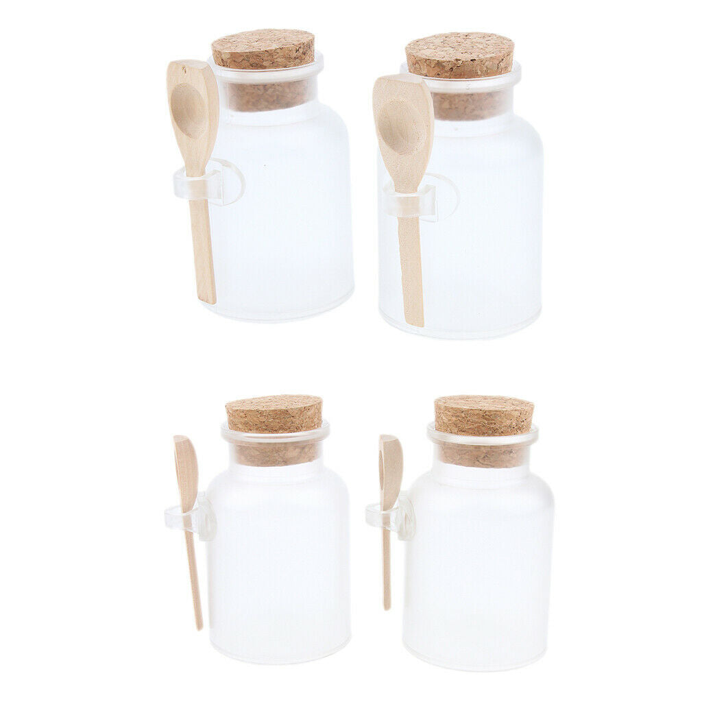 4pcs (100g+200g) Clear Bottle with Corks Empty Bath Salt Vials Jar Container