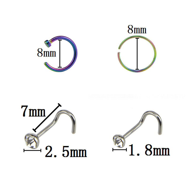1set 18G 20G Professional Piercing Navel Tool Kit Stainless Steel  Nose R.l8