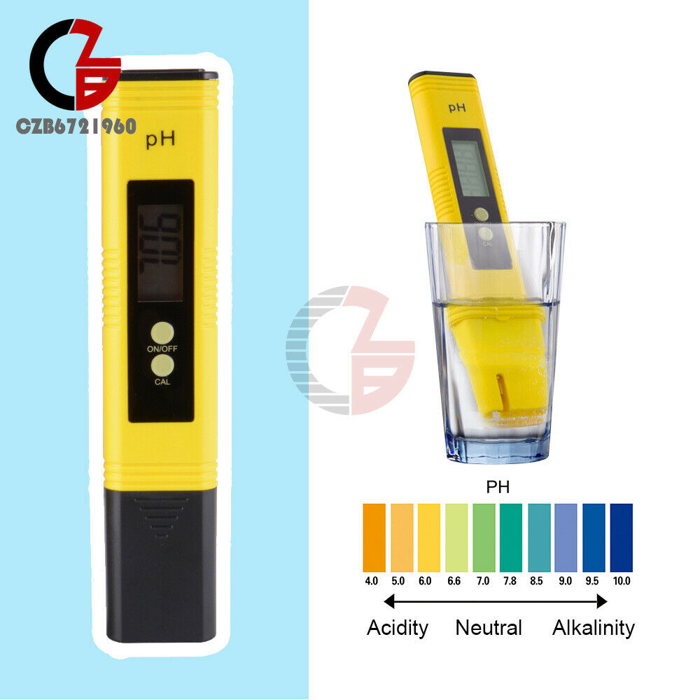 5Pcs 2-Buttons Digital LCD PH Meter Pocket Tester Pen Monitor Aquarium Pool Wine