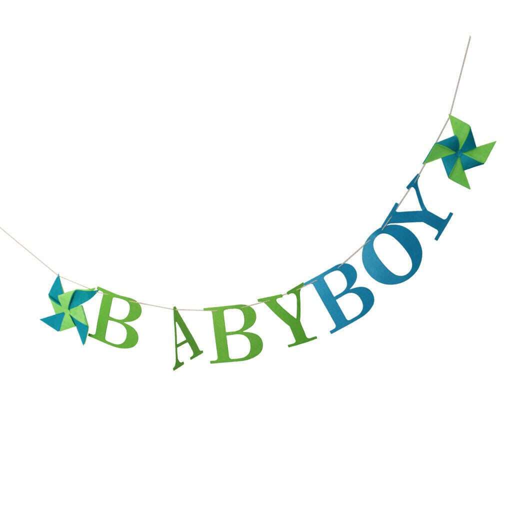 Fresh Green Blue Windmill Baby Boy Letter Bunting Banner Birthday Christening