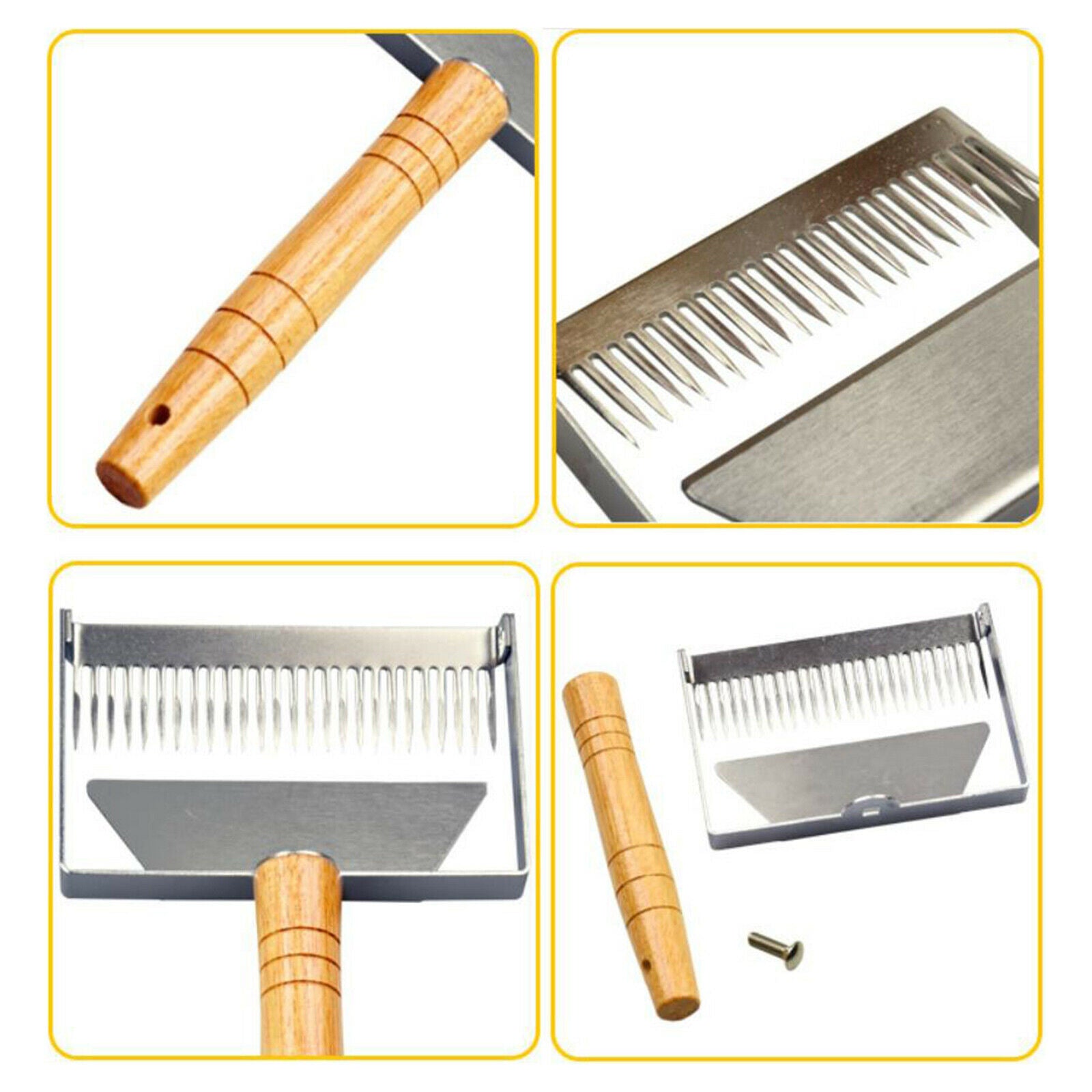 Honey Uncapping Tool Fork Wooden Handle Stainless Steel Uncapping Scraper