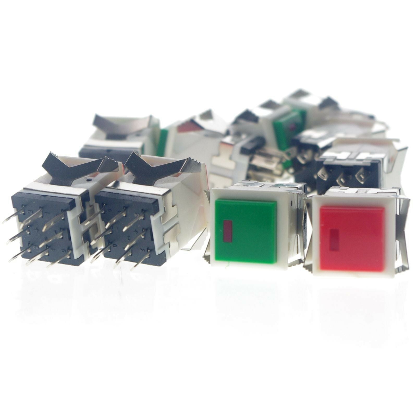 10 x Square Red Green Lamp Button Switch Push Button Switch Button Self-Locking