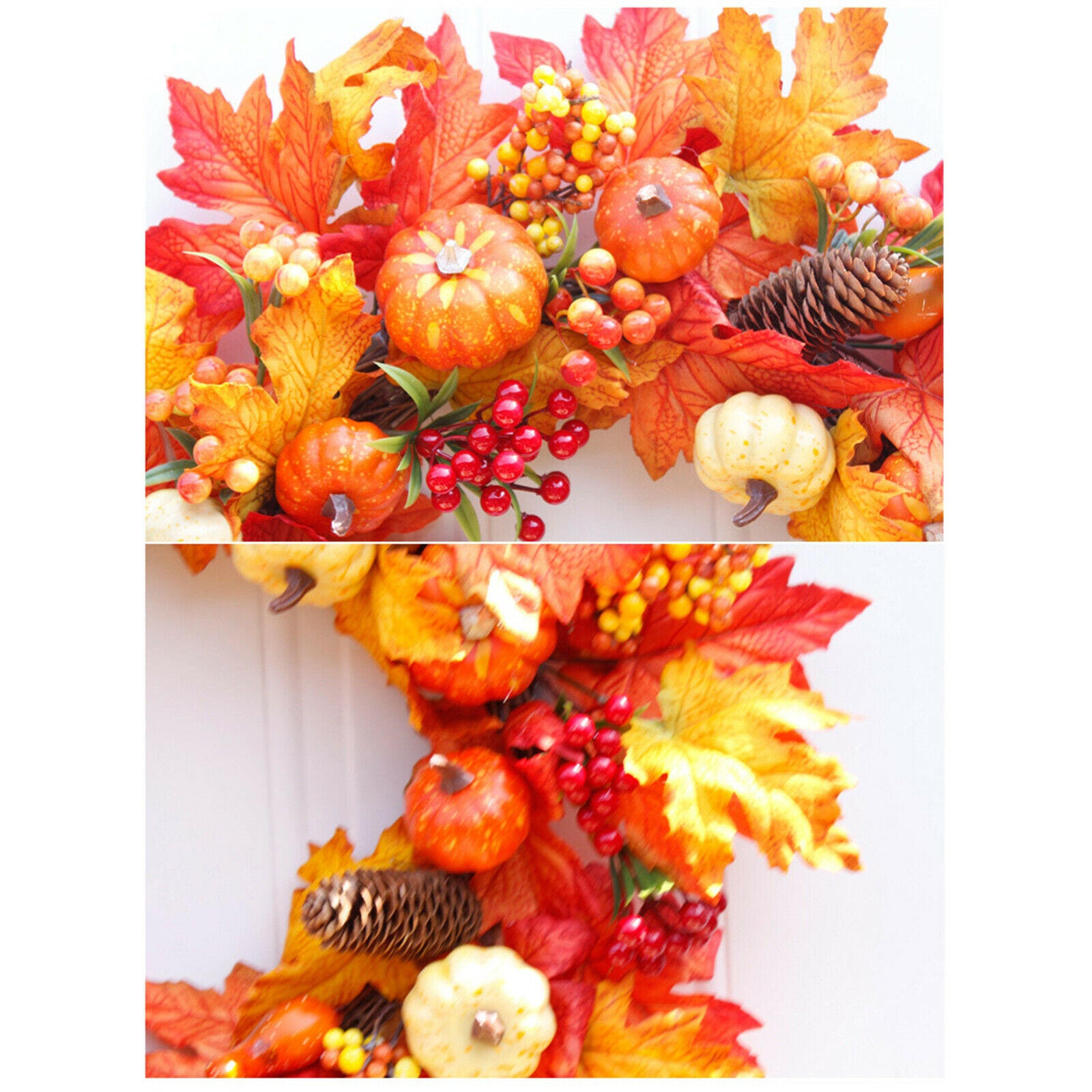 Autumn Fall Harvest Round Garland Wreath 24" Door Decor Ornaments Halloween
