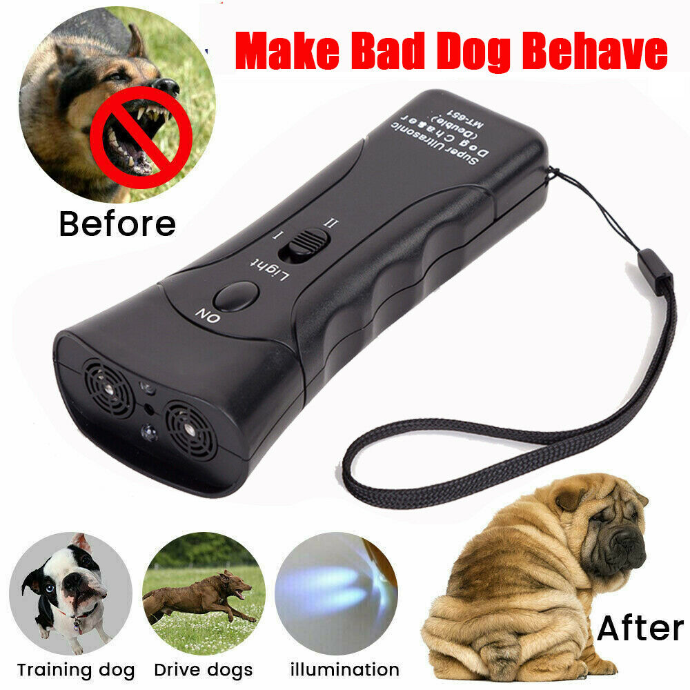 Ultrasonic Double-head Anti Dog Barking Pet Trainer LED Lamp Gentle Chaser