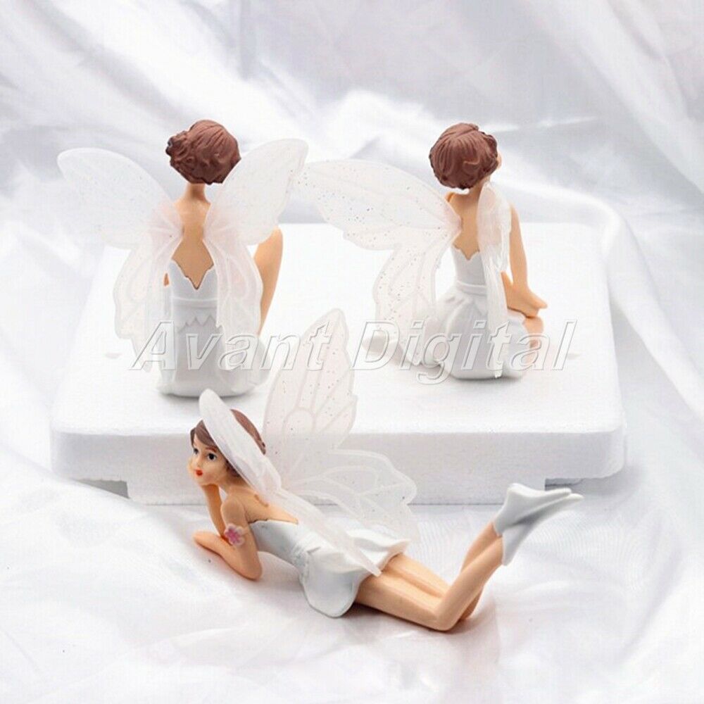 Flying Flower Fairy Lifelike Elegant Cute Desktop Cake Garden Ornament 3 Pcs