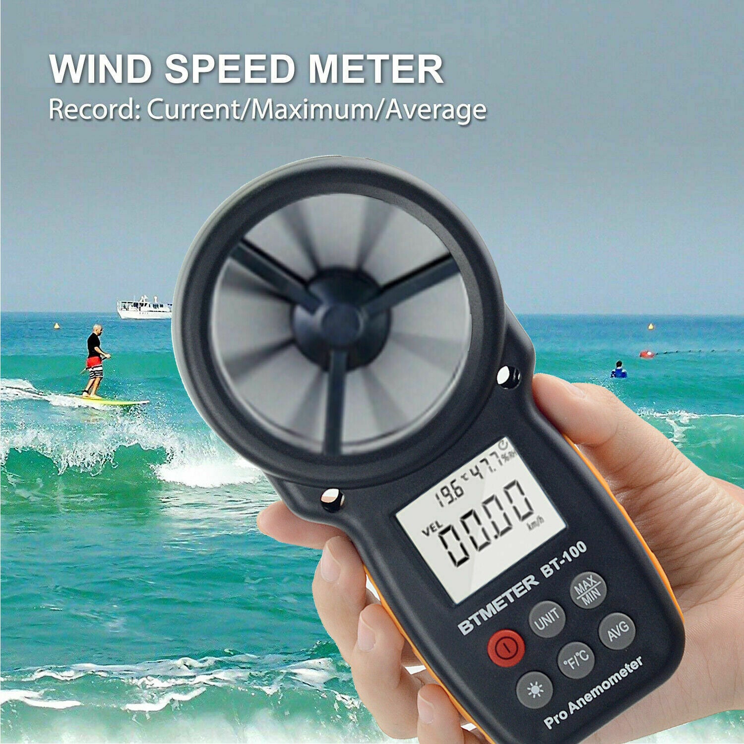 Lcd Handheld Anemometer Instrument Air Tester Digital Anemometer Thermometer