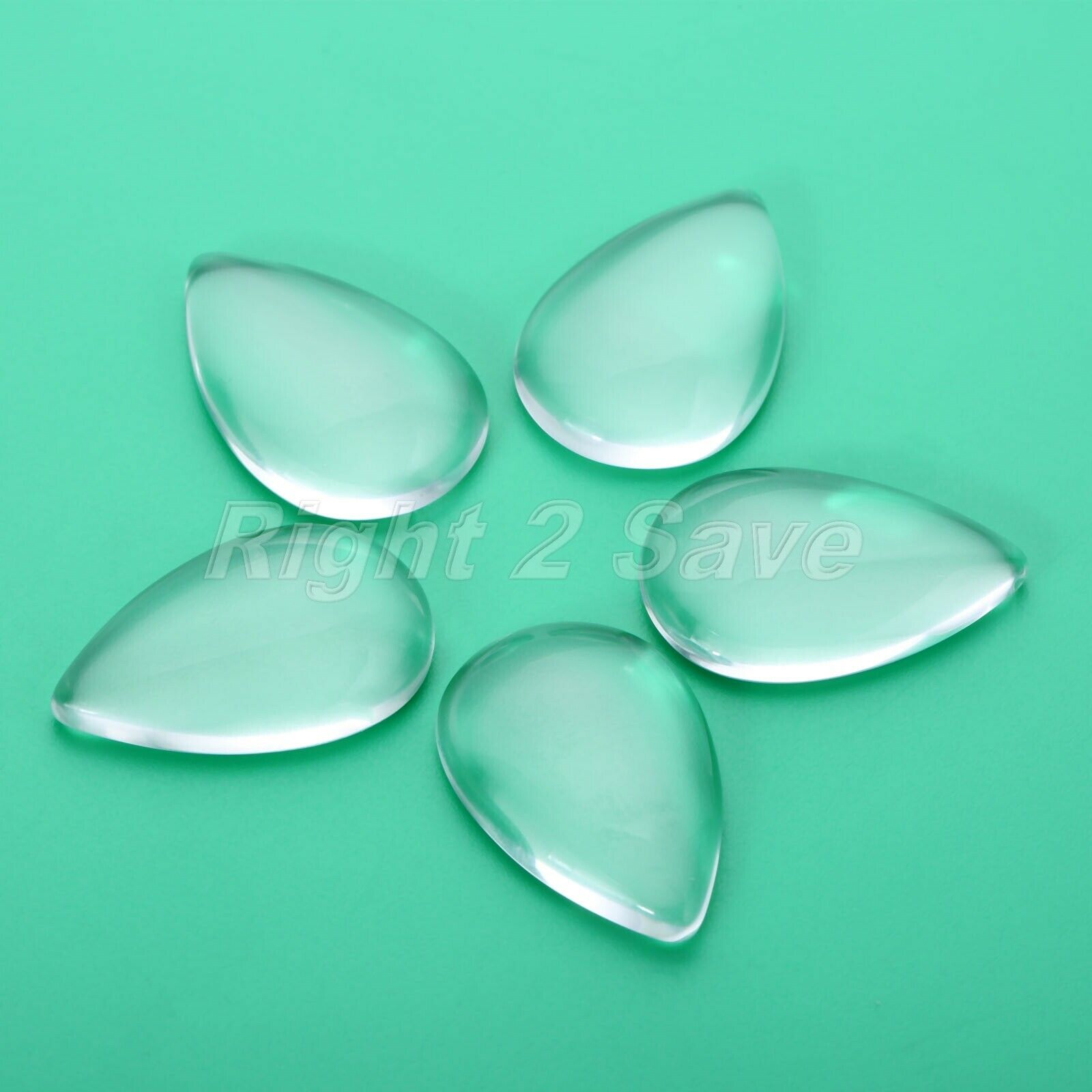 10pcs Teardrop Clear Glass Flat Back Cabochon Pendants Craft Magnify Base Cover