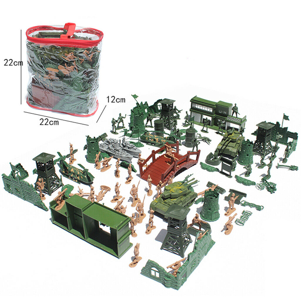 130 Pieces Army Action Figures and Accessories (5cm Army Soldiers in 2 Colors)
