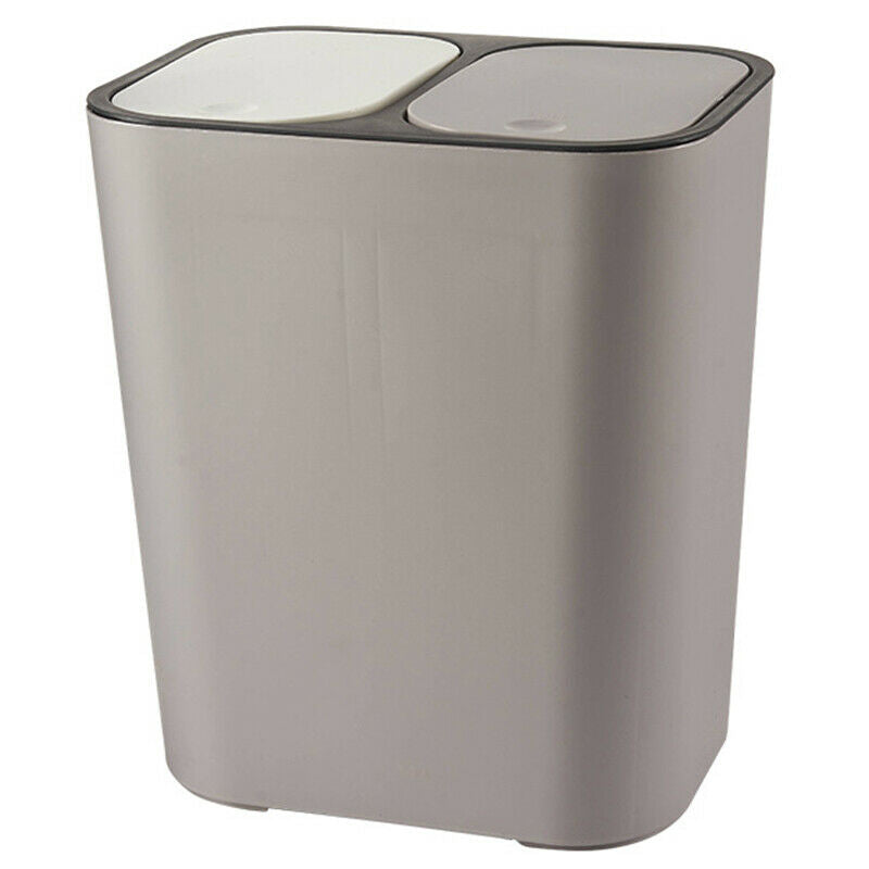 Trash Can Rectangle Plastic Push-Button Dual Compartment 12 Liter Recycling WaX6