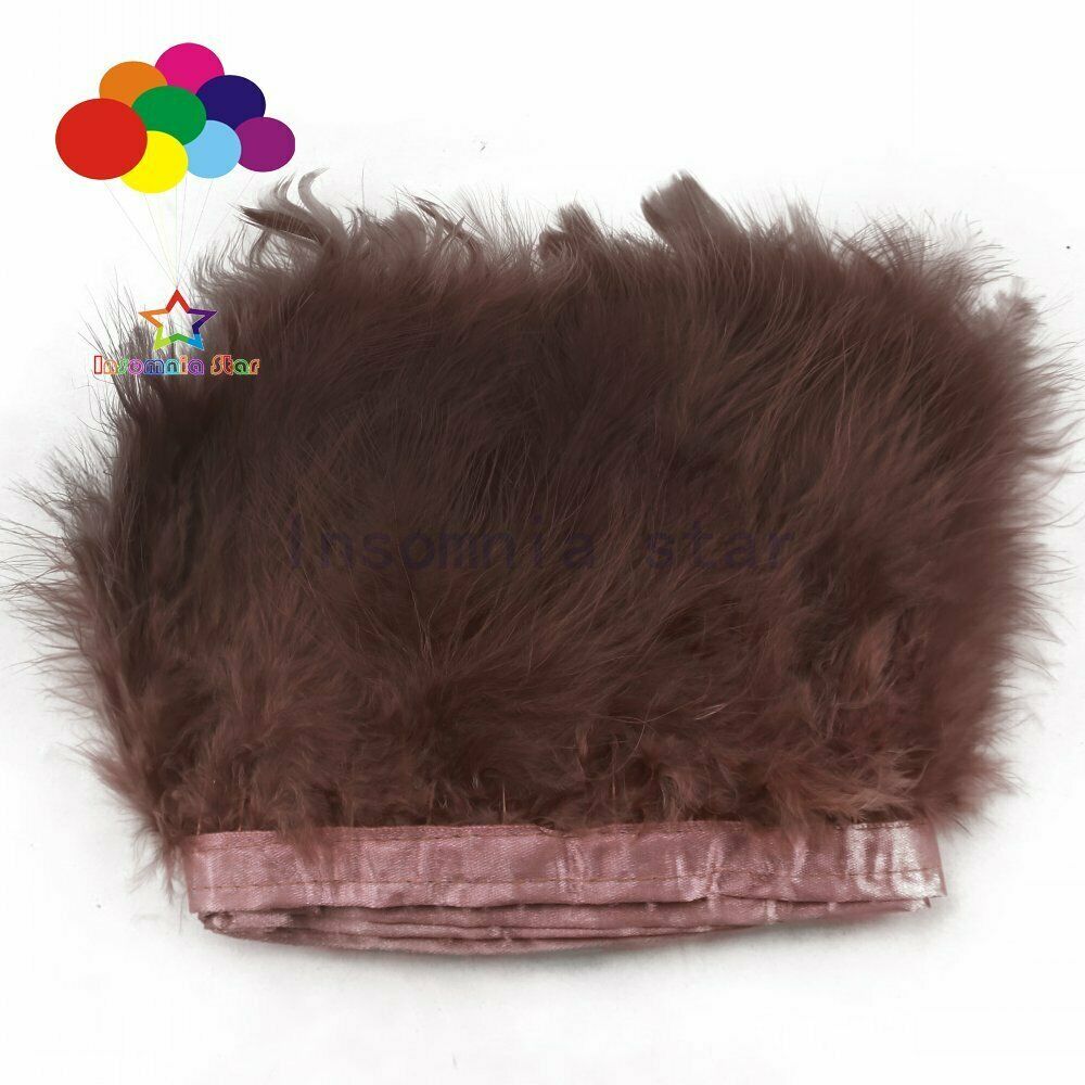2 Meters Dark Brown Fluffy Turkey feather Trim 6-7INCH Dyed Marabou Ribbon