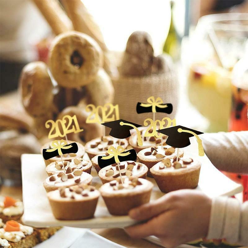 2021 Graduation Cupcake Toppers 48 PCS Food Appetizer Picks For Graduation Set