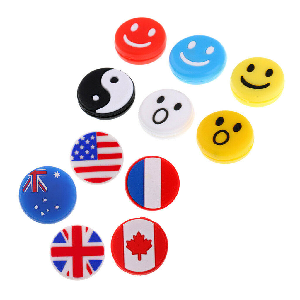 11 Pieces/Pack Mix Expression and National Flag Pattern Tennis Racquet Vibration